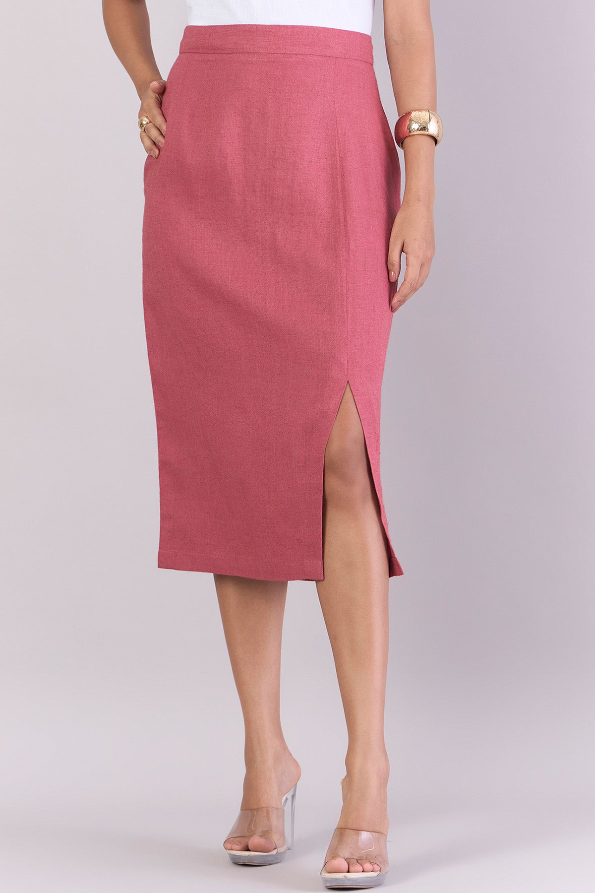 Buy Pink High Waisted A-Line Skirt by PowerSutra for women online at ScrollnShops